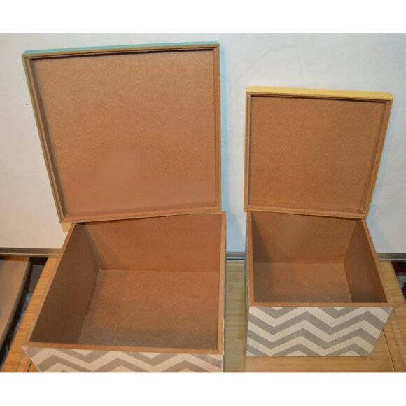 Lot of 2 Geometric Design Storage Container Box Removable Lids Nesting 2 Sizes - Picture 3 of 7